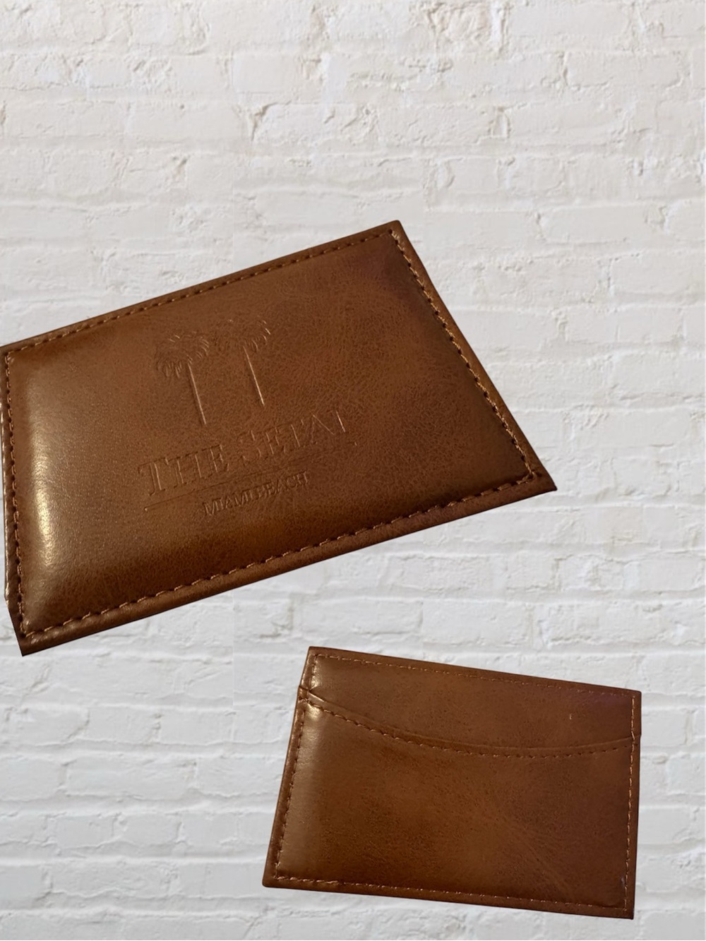 Like 🆕 The Setai Miami Beach caramel tan logo vegan leather card holder